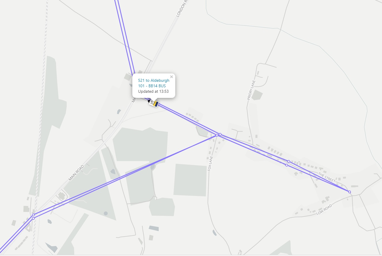 Bus stops in Darsham Map 2020